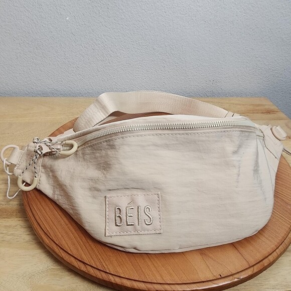 BÉIS Handbags - BEIS The Pack Nylon Belt Bag Womens Medium Beige Nylon Crossbody Travel